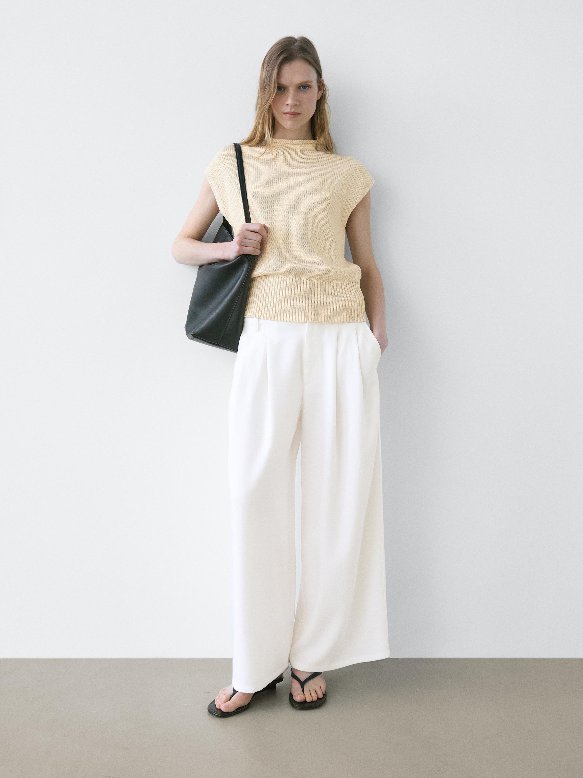 Pantalon wide leg à plis